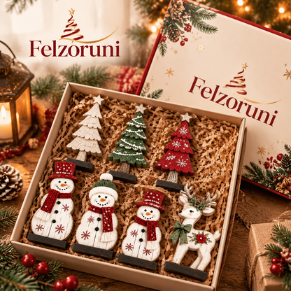 Felzoruni® Wooden Snowman & Christmas Tree Tabletop Decor Collection