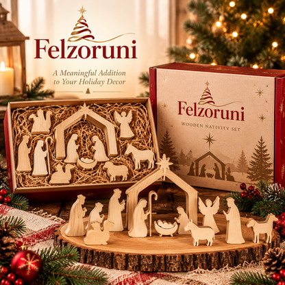 Felzoruni® Wooden Christmas Story Scene Decoration Set