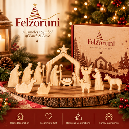 Felzoruni® Wooden Christmas Story Scene Decoration Set