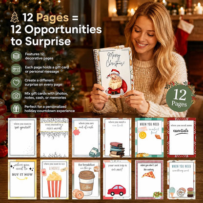 Felzoruni®🔥🎁70% OFF!!!-Ready for Christmas!🎅Christmas Gift Card Booklet -👍DIY Spiral-Bound Christmas Gift Card Holder Book