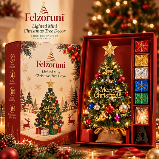 Felzoruni® Mini Lighted Christmas Tree Tabletop Decoration Set