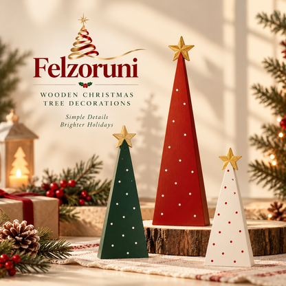 Felzoruni® Wooden Christmas Tree Tabletop Decor Set