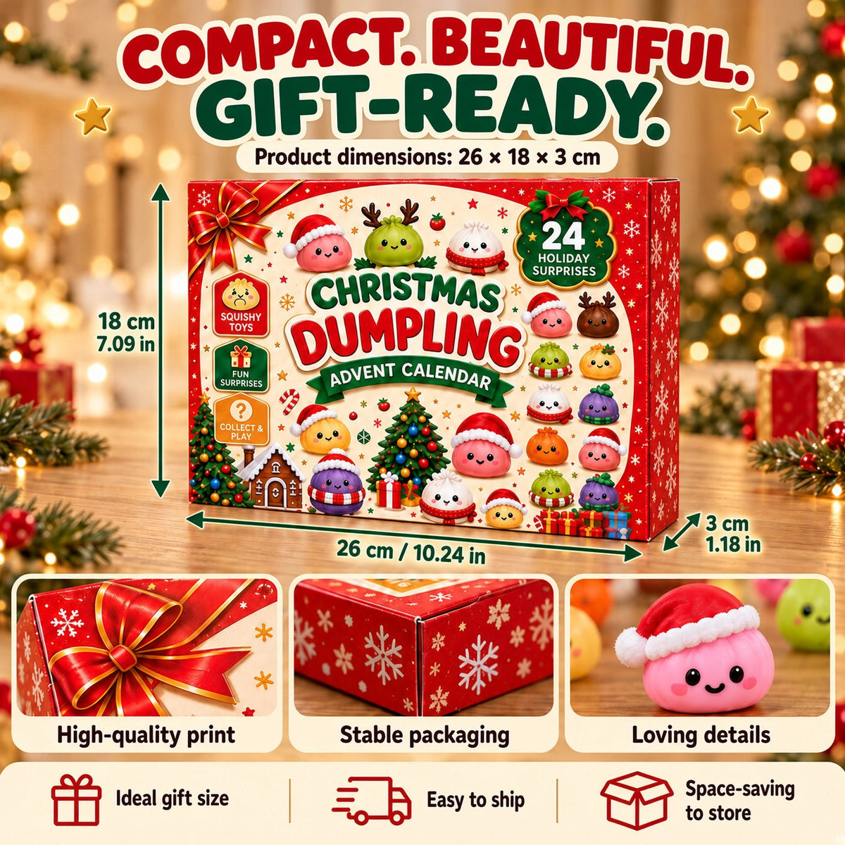 Felzoruni®🔥LIMITED-TIME 50% OFF! 2026 Christmas Dumpling Advent Calendar, 24-Day Countdown • Twenty Four Days Of Squishy - Dumpling Advent Calendar