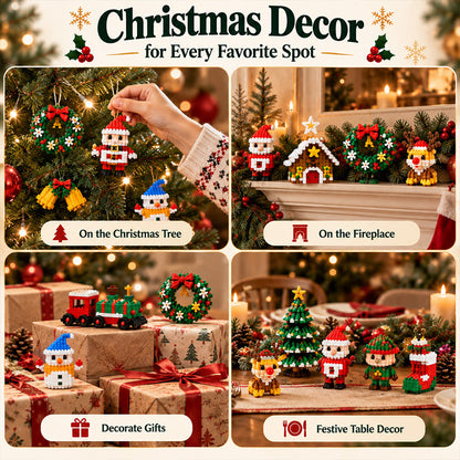 Felzoruni®⏳ Last day to save 49% – 🎄 12-Day Mini Christmas DIY Building Set | 12 unique festive buildable designs with hanging loops—perfect for decorating Christmas trees, wreaths, and holiday displays 🧱