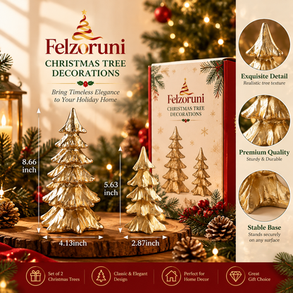 Felzoruni® Gold Pine Tree Christmas Tabletop Decoration Set