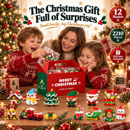Felzoruni®⏳ Last day to save 49% – 🎄 12-Day Mini Christmas DIY Building Set | 12 unique festive buildable designs with hanging loops—perfect for decorating Christmas trees, wreaths, and holiday displays 🧱