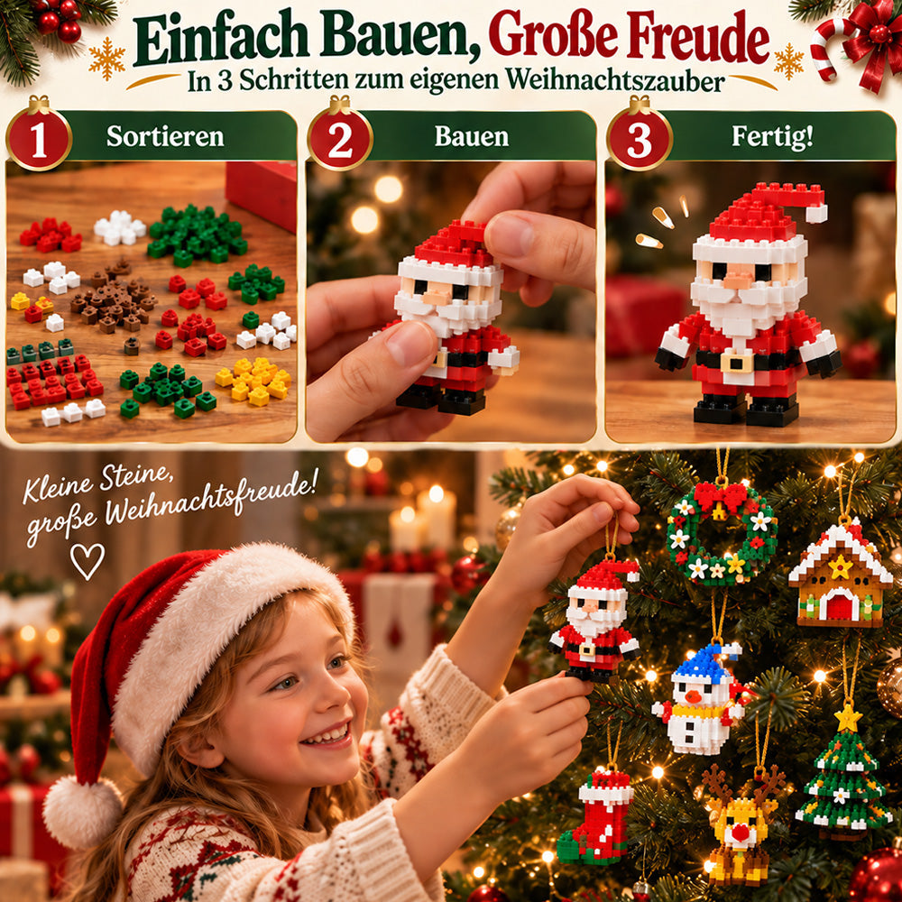 Felzoruni®⏳ Last day to save 49% – 🎄 12-Day Mini Christmas DIY Building Set | 12 unique festive buildable designs with hanging loops—perfect for decorating Christmas trees, wreaths, and holiday displays 🧱