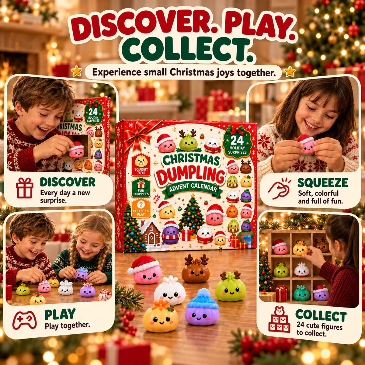 Felzoruni®🔥LIMITED-TIME 50% OFF! 2026 Christmas Dumpling Advent Calendar, 24-Day Countdown • Twenty Four Days Of Squishy - Dumpling Advent Calendar