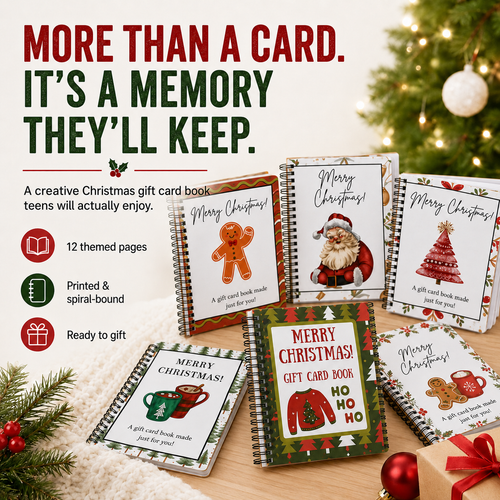 Felzoruni®🔥🎁70% OFF!!!-Ready for Christmas!🎅Christmas Gift Card Booklet -👍DIY Spiral-Bound Christmas Gift Card Holder Book