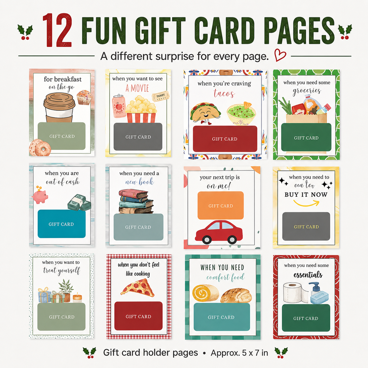Felzoruni®🔥🎁70% OFF!!!-Ready for Christmas!🎅Christmas Gift Card Booklet -👍DIY Spiral-Bound Christmas Gift Card Holder Book