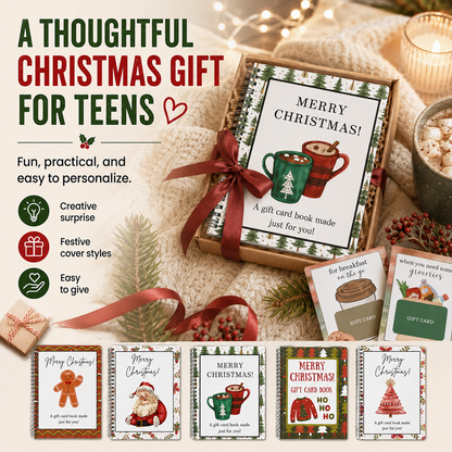 Felzoruni®🔥🎁70% OFF!!!-Ready for Christmas!🎅Christmas Gift Card Booklet -👍DIY Spiral-Bound Christmas Gift Card Holder Book