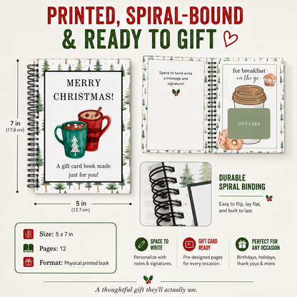 Felzoruni®🔥🎁70% OFF!!!-Ready for Christmas!🎅Christmas Gift Card Booklet -👍DIY Spiral-Bound Christmas Gift Card Holder Book