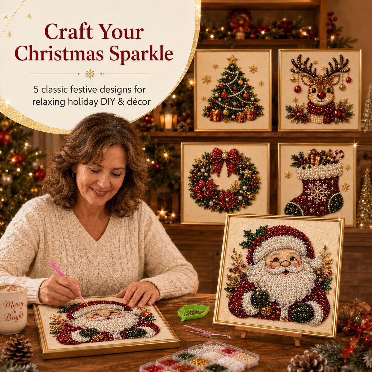 Felzoruni®🧘Relaxing & Beginner-Friendly - 🎨💎DIY Christmas Pearl Art Kit