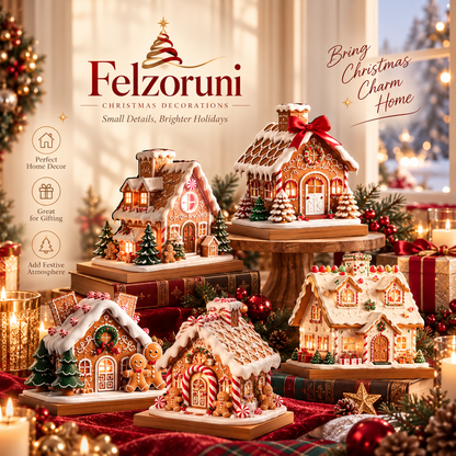 Felzoruni® Gingerbread Village Wooden Christmas Decor Set