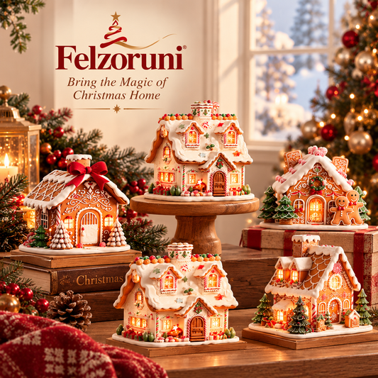 Felzoruni® Gingerbread Village Wooden Christmas Decor Set