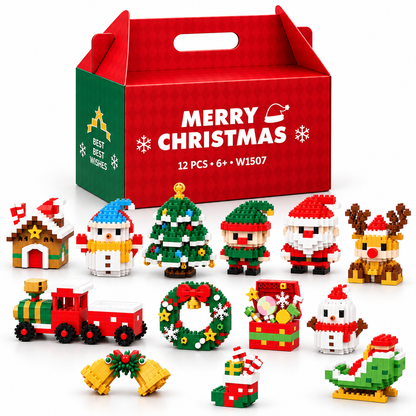 Felzoruni®⏳ Last day to save 49% – 🎄 12-Day Mini Christmas DIY Building Set | 12 unique festive buildable designs with hanging loops—perfect for decorating Christmas trees, wreaths, and holiday displays 🧱